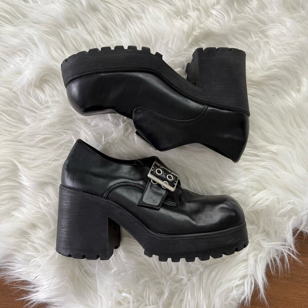 Lower East Side | Vintage Y2K Black Mega Platform Chunky Booties Mary Jane Shoes - Picture 4 of 11